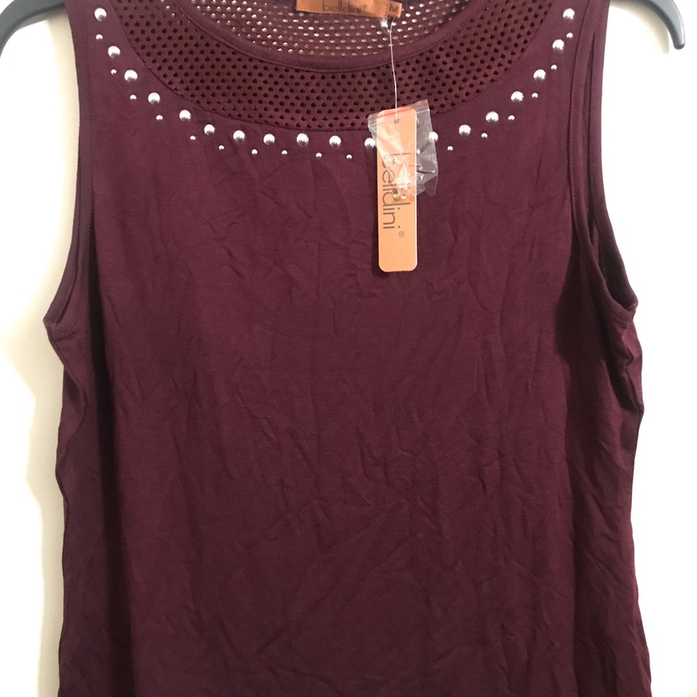 Maroon Embellished Tank Top